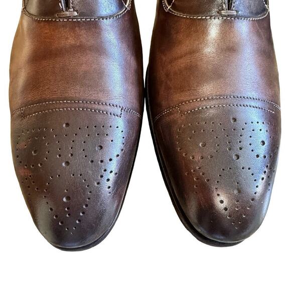 Santoni Stafford Cap Toe Oxford Dark Brown Preppy Minimalist Italy Made Size 9 - Picture 6 of 16